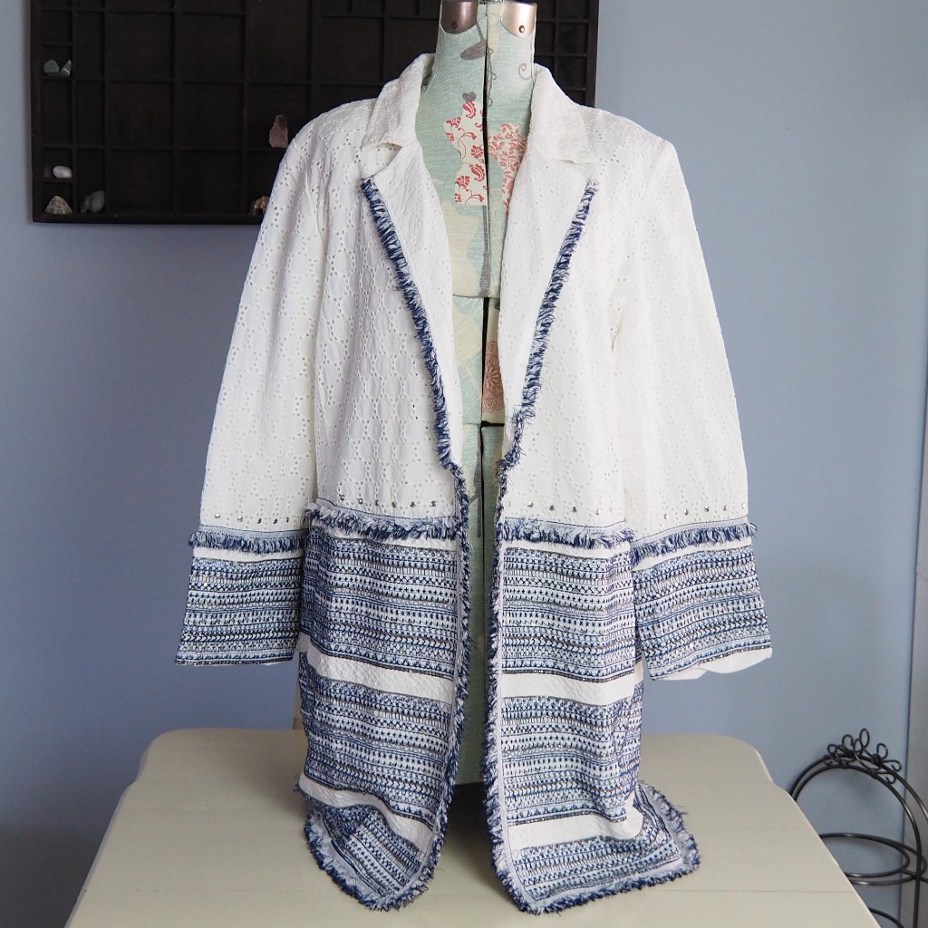 Nwt Embellished Cotton Eyelet Jacket